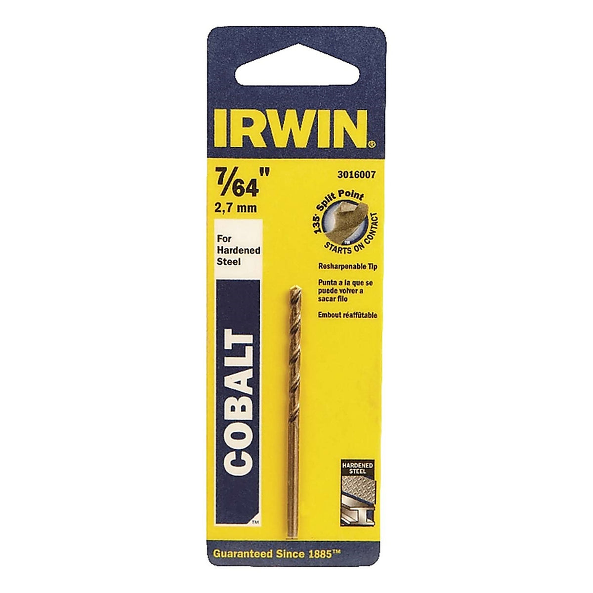 Irwin 3016007 7/64 in. x 2-5/8 in. L Cobalt Steel Drill Bit 1/pc.
