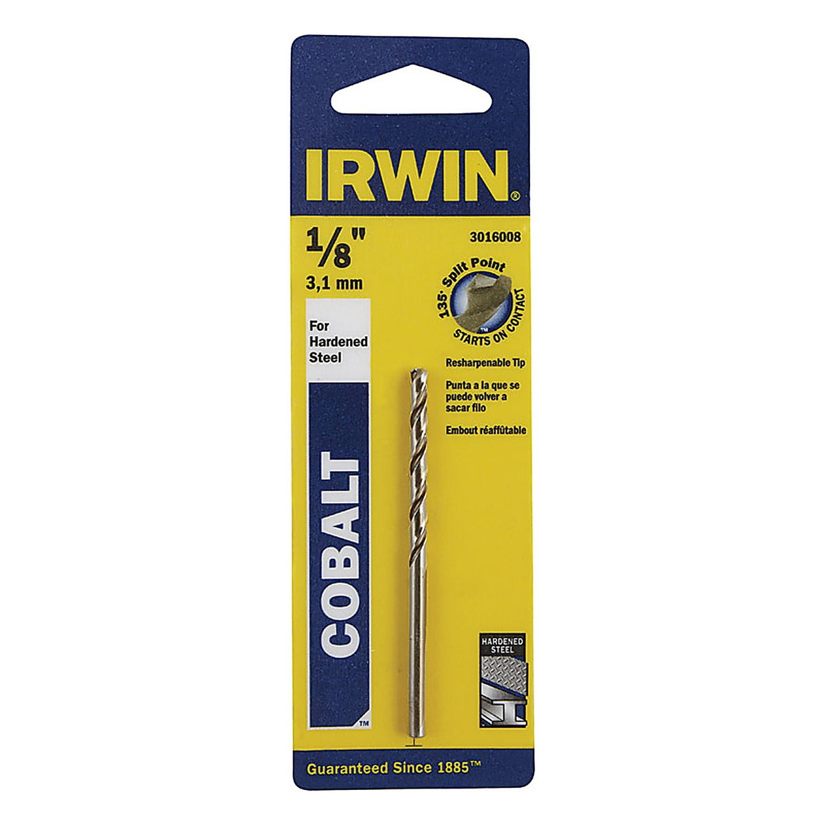 Irwin 3016008 1/8 in. x 2-3/4 in. L Cobalt Steel Drill Bit 1/pc.