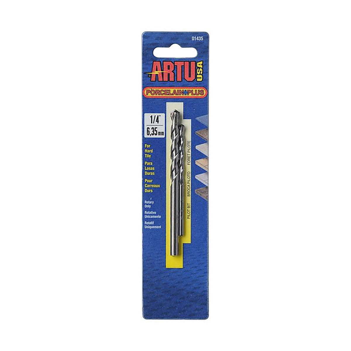 Artu 1435 Porcelain Plus 1/4 in. x 4-1/8 in. L Tungsten Carbide Tipped Glass and Tile Bit Set 2/pc.