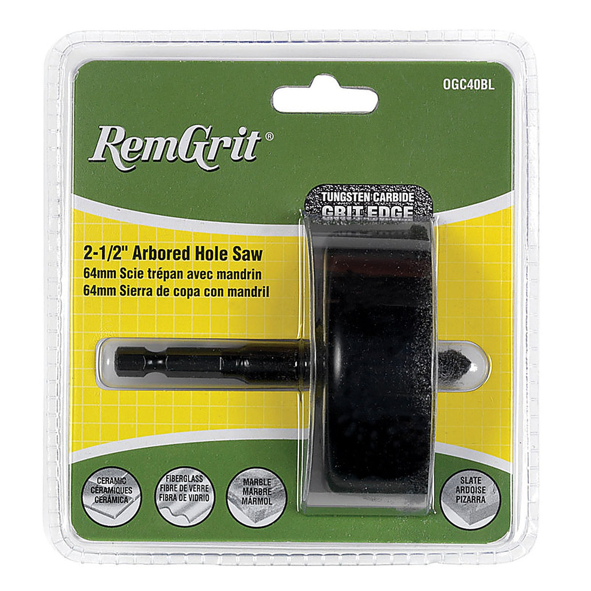 Disston E0104584 RemGrit 2-1/2 in. Dia. x 7/8 in. L Carbide Grit Hole Saw 1/4 in. 1/pc.
