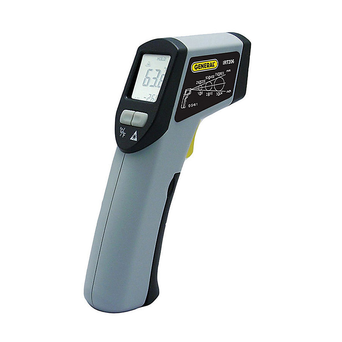 General Tools IRT207 608 deg. F 8:1 Non-Contact Infrared Thermometer 5.98 in. L x 1.26 in. W Gray