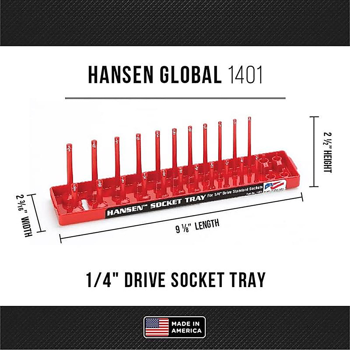 Hansen Global 1401 9 in. L x 0.3 in. SAE Socket Tray 1/pc.