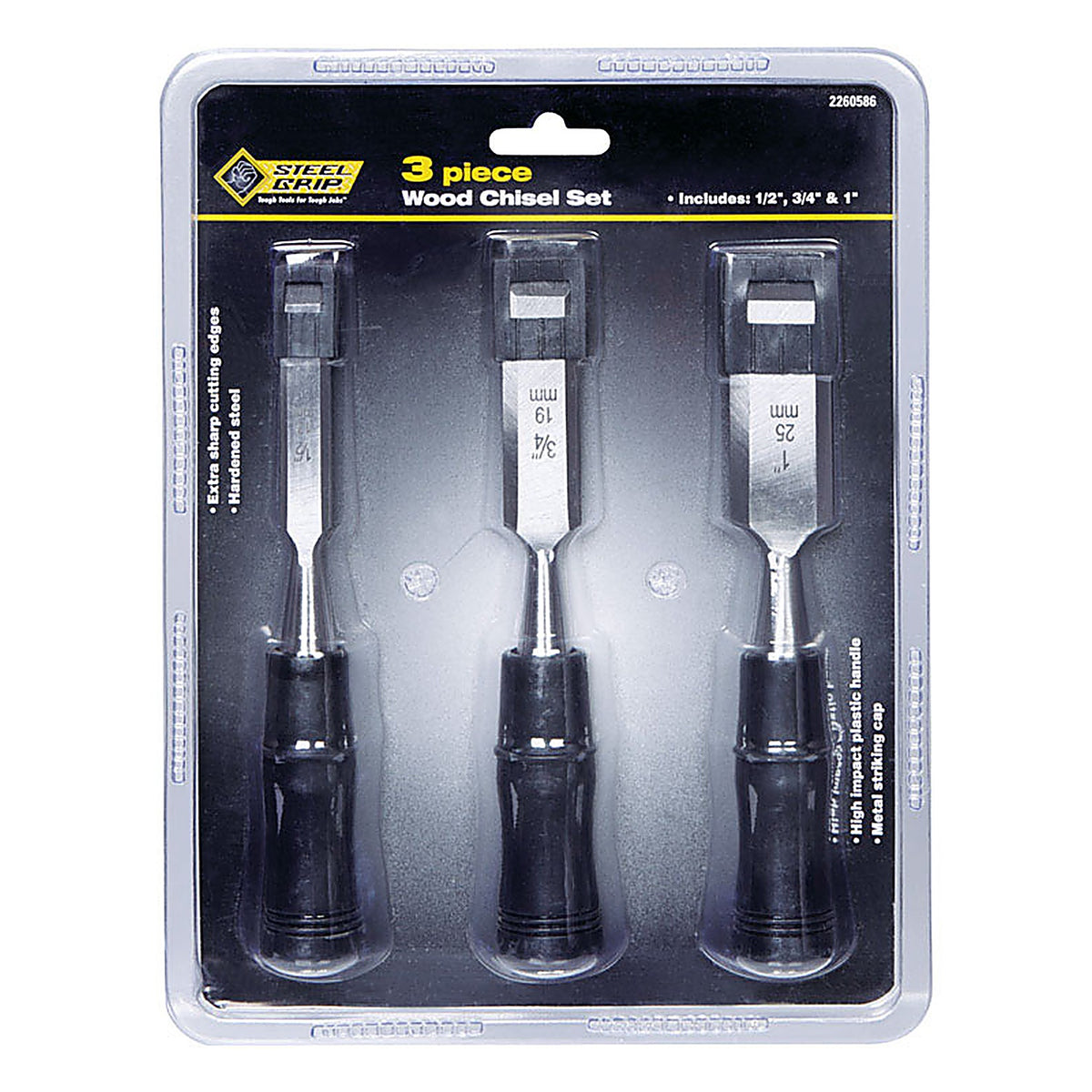 Steel Grip 2260586 Wood Chisel Set Black 3/Pack