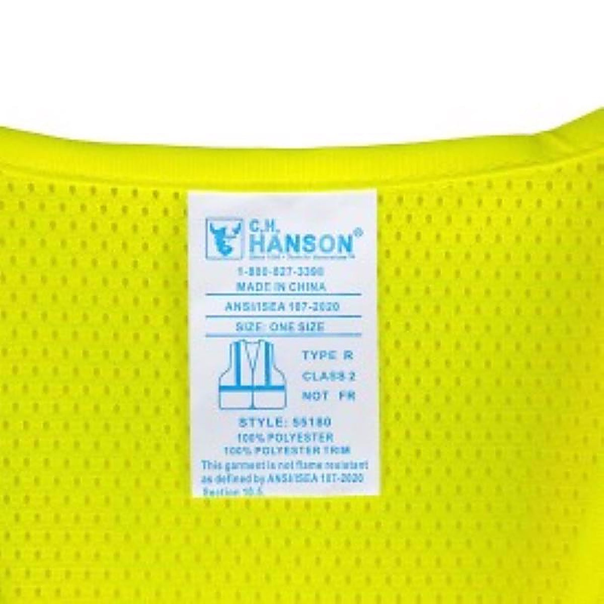 C.H. Hanson 55180 Reflective Polyester Mesh Safety Vest Green One Size Fits All