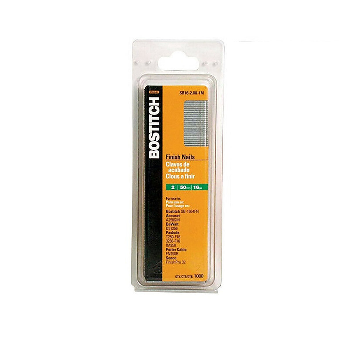 Stanley Bostitch SB16-1.25-1M 1-1/4 in. 16 Ga. Straight Strip Finish Nails Smooth Shank 1000/Pack