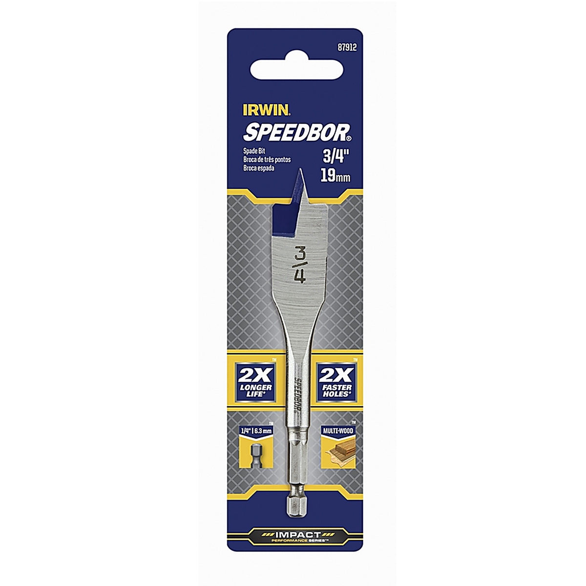 Irwin 87912 Speedbor 3/4 in. x 4 in. L Carbon Steel Wood Boring Bit 1/pc.