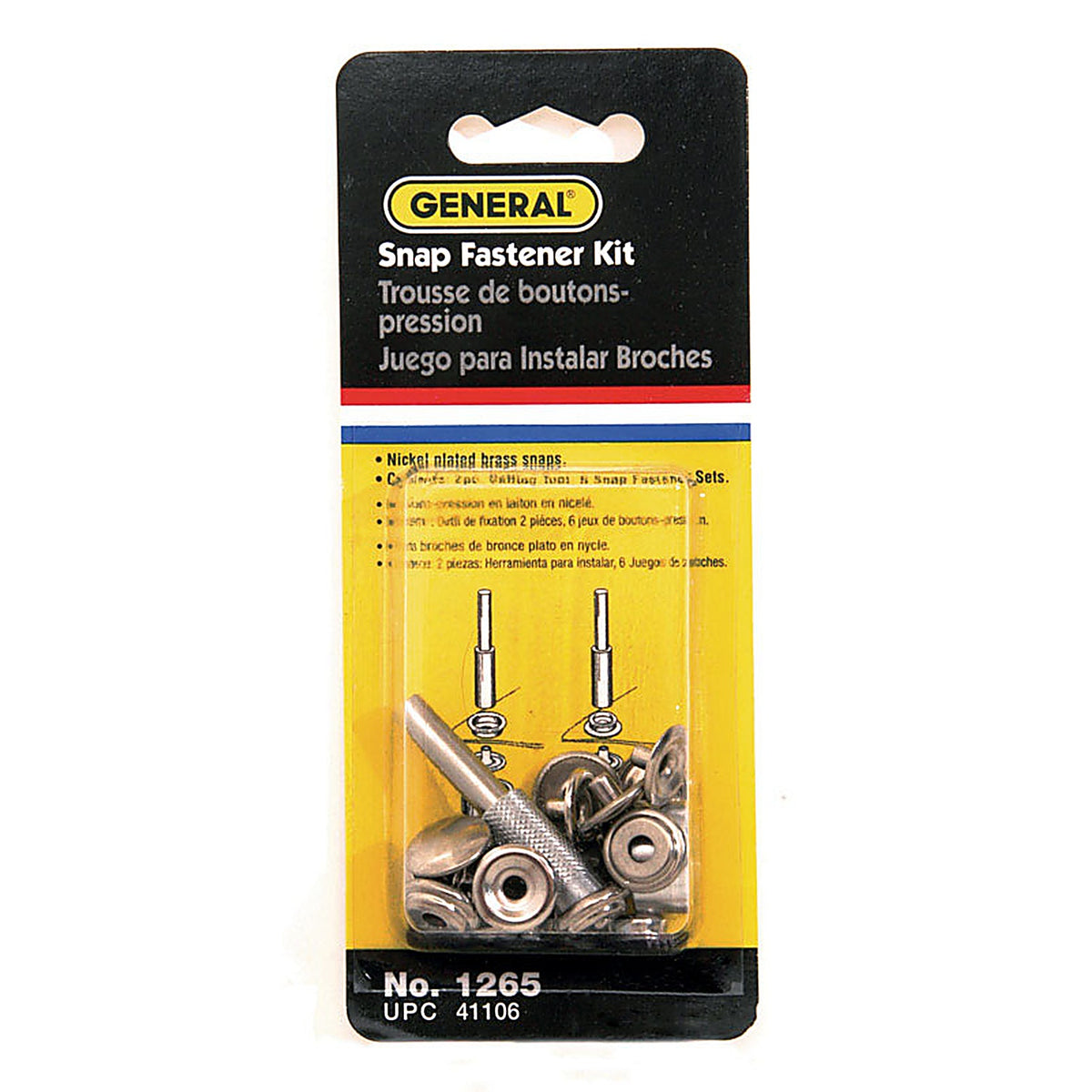 General Tools 1265 Brass Snap Fastener Kit 6/Pack