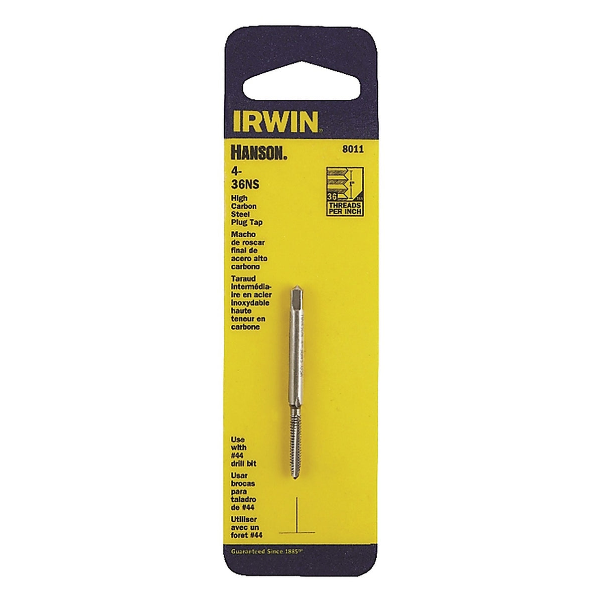 Irwin 8011 Hanson High Carbon Steel SAE Plug Tap 4-36NS 1/pc.