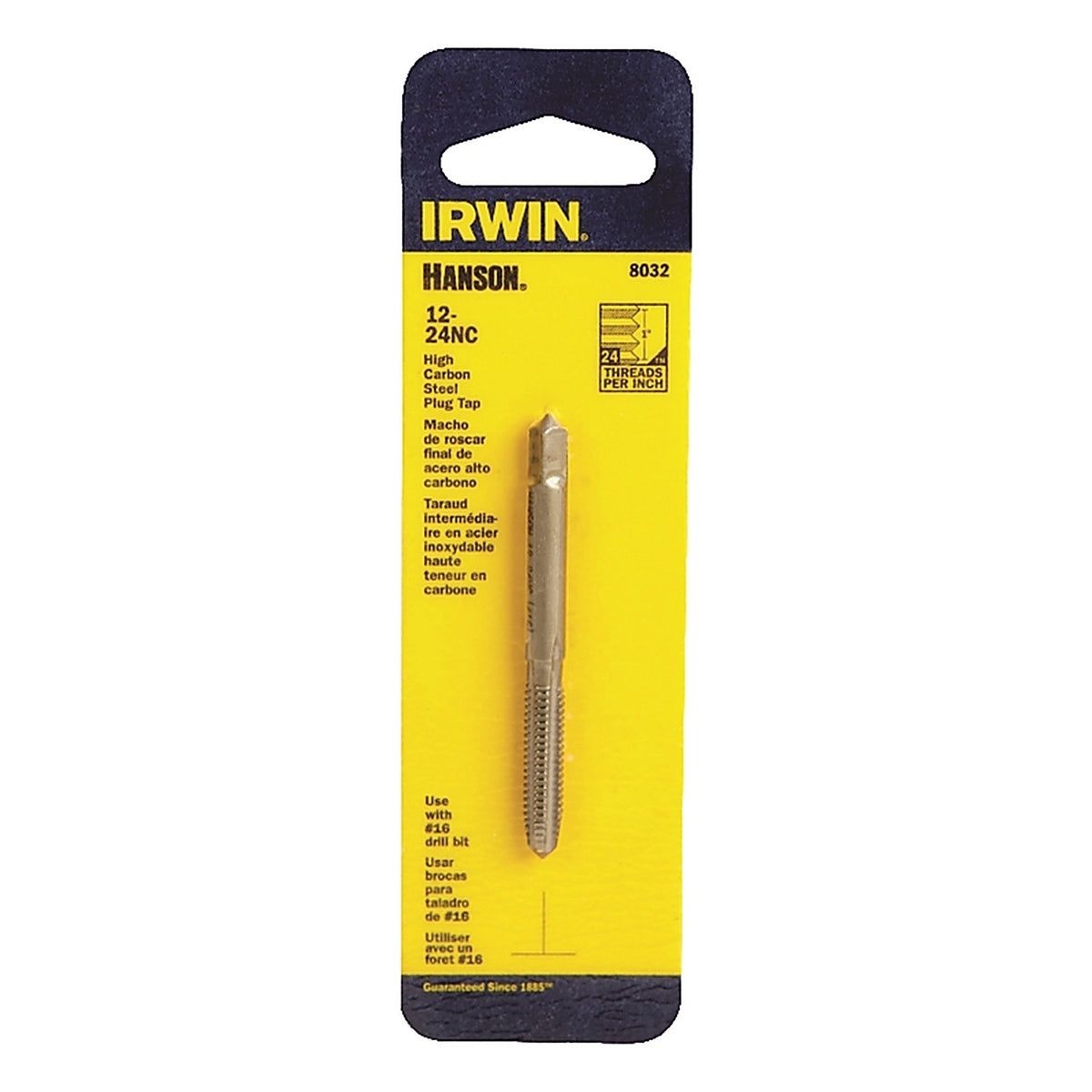 Irwin 8032 Hanson High Carbon Steel SAE Plug Tap 12-24NC 1/pc.