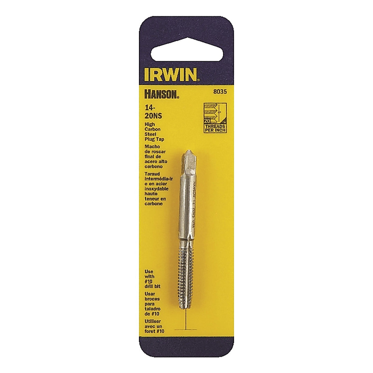 Irwin 8035 Hanson High Carbon Steel SAE Plug Tap 14-20NS 1/pc.