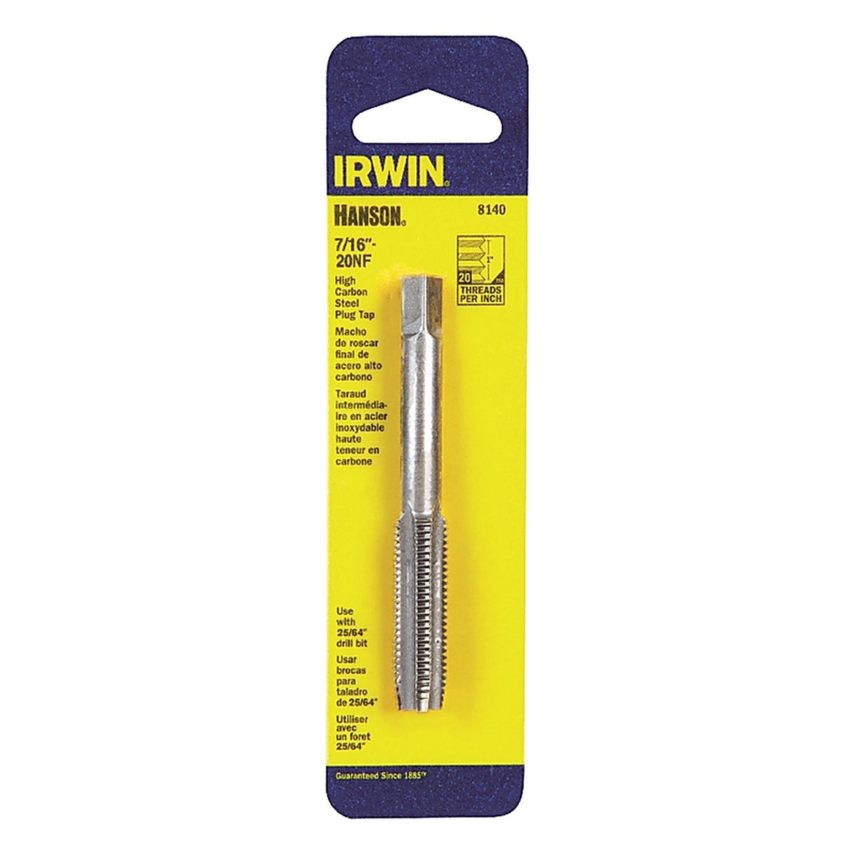 Irwin 8140 Hanson High Carbon Steel SAE Fraction Tap 7/16 in.-20NF 1/pc.