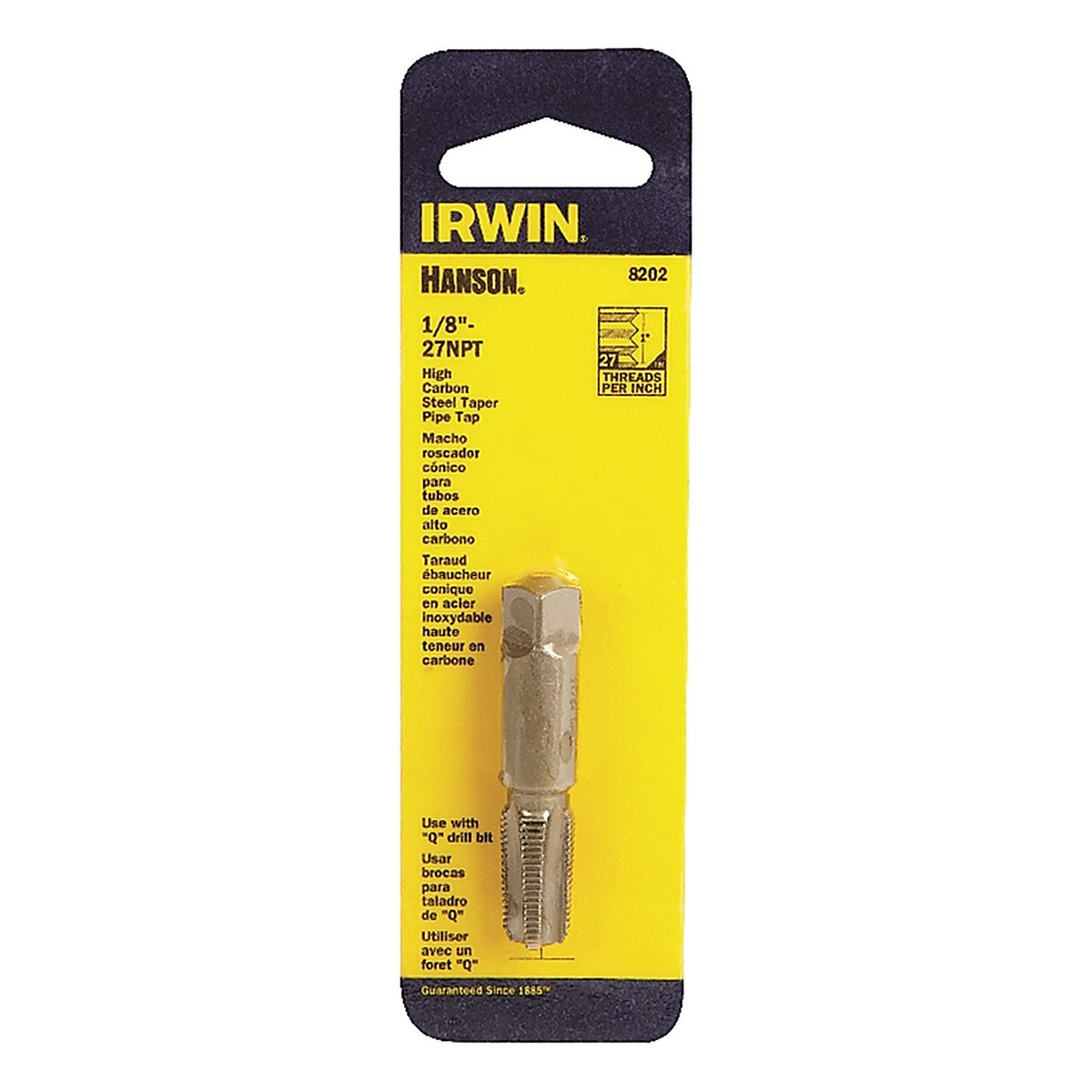 Irwin 8202 Hanson High Carbon Steel SAE Plug Tap 1/8 in.-27NPT 1/pc.