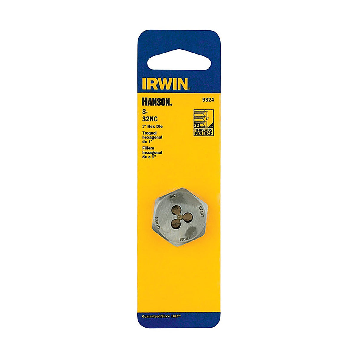 Irwin 9324 Hanson High Carbon Steel SAE Hexagon Die 8-32NC 1/pc.