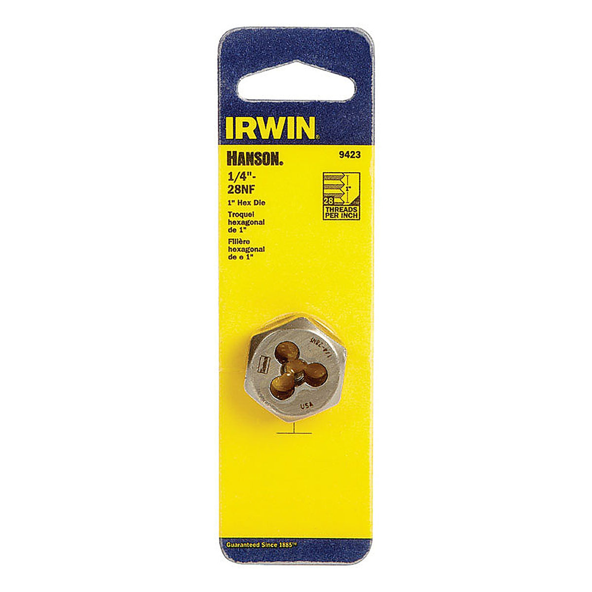 Irwin 9423 Hanson High Carbon Steel SAE Hexagon Die 1/4 in.-28NF 1/pc.