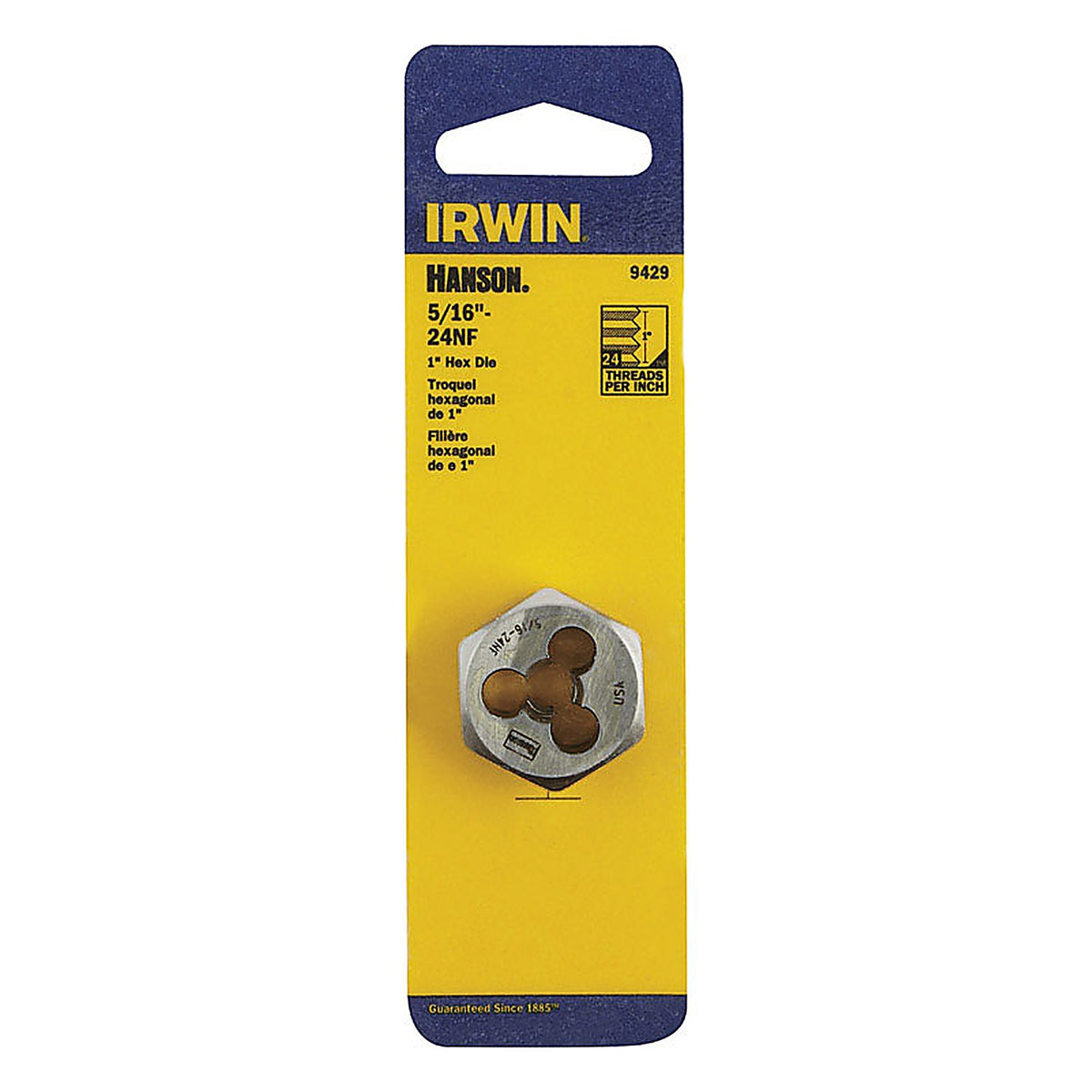 Irwin 9429 Hanson High Carbon Steel SAE Hexagon Die 5/16 in.-24NF 1/pc.