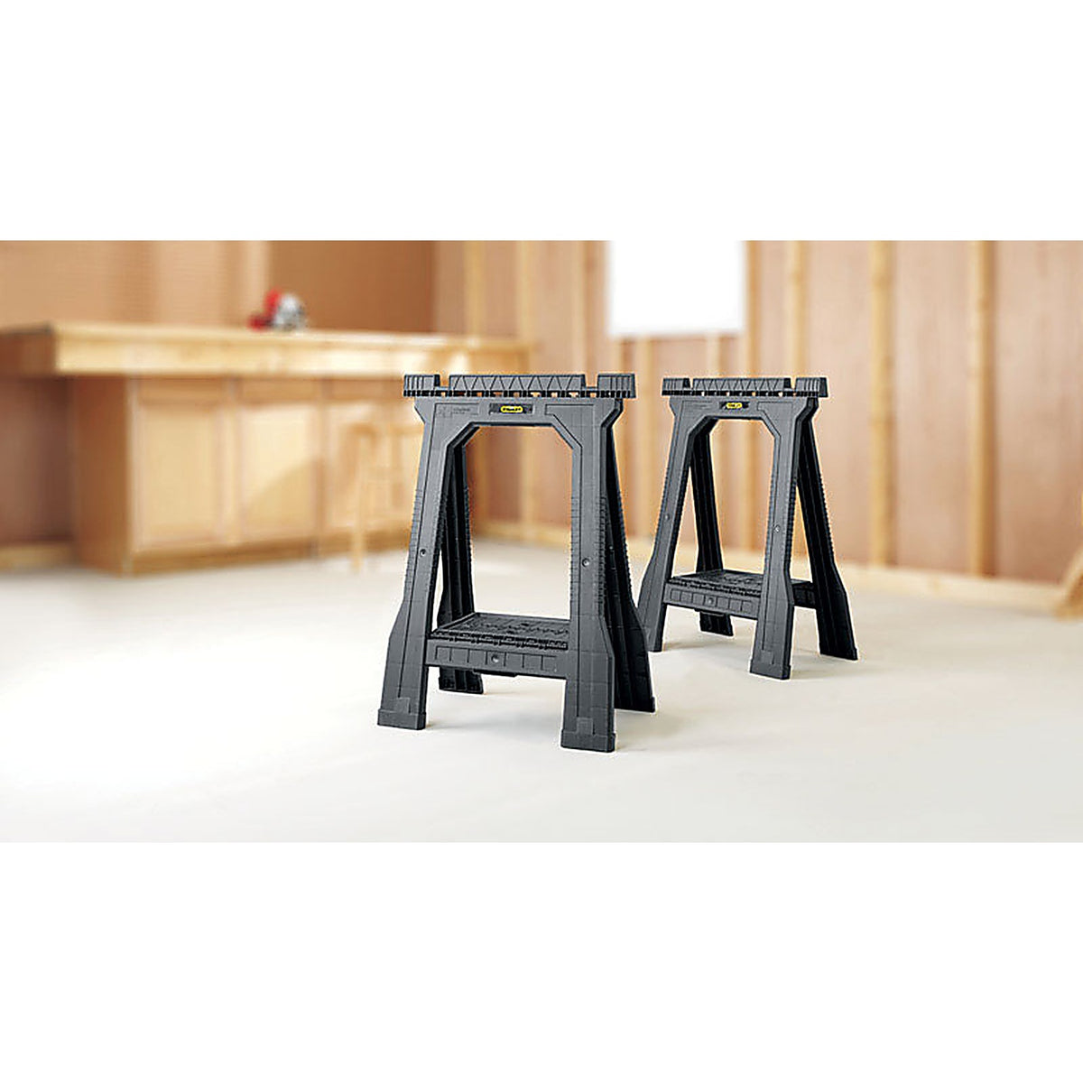 Stanley STST60952 32 in. H x 22-1/2 in. W x 5 in. D Folding Sawhorse 800 lb. capacity Black 2/Pack