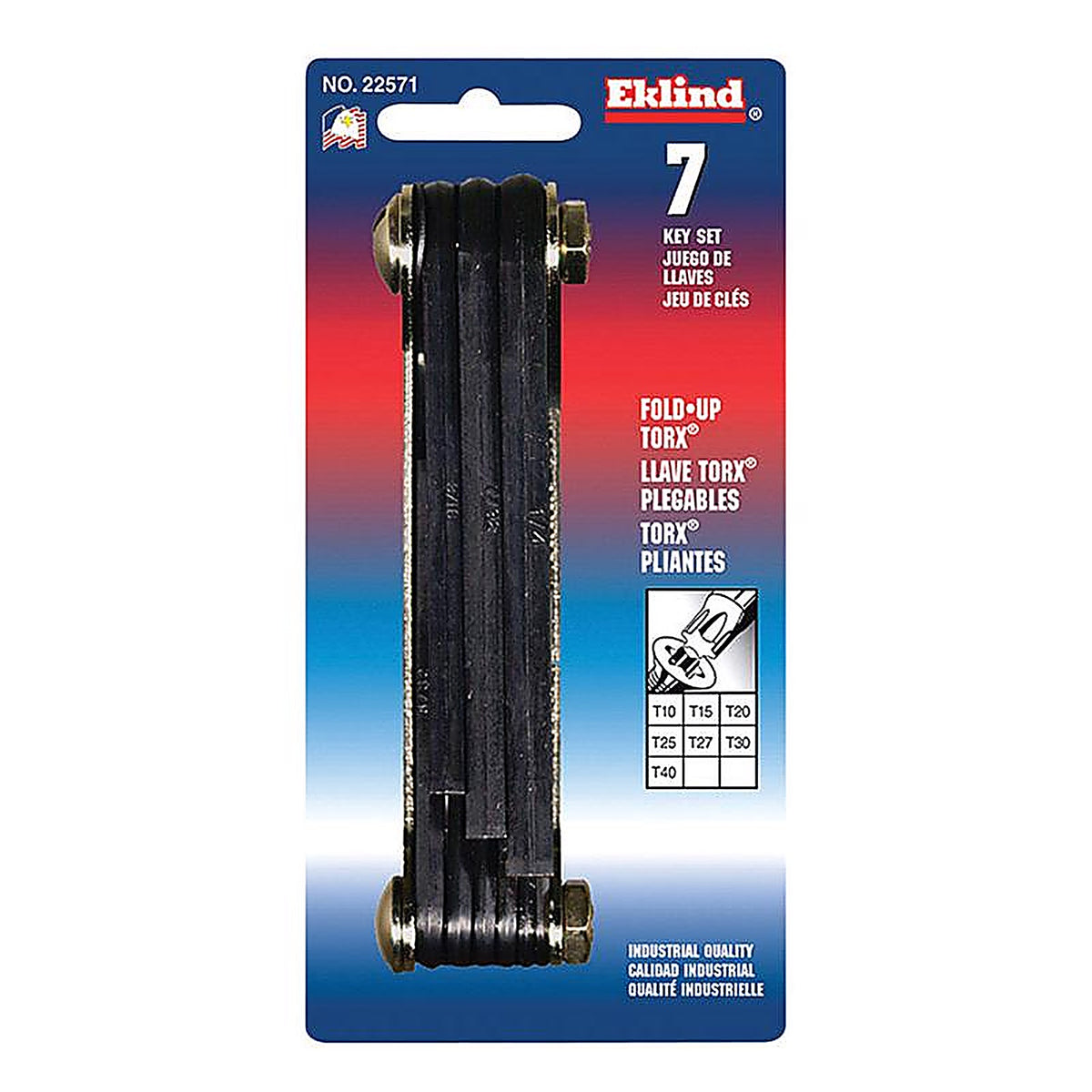 Eklind Tool 22571 Torx Assorted Fold-Up Torx Hex Key Set Multi-Size in. 7/pc.