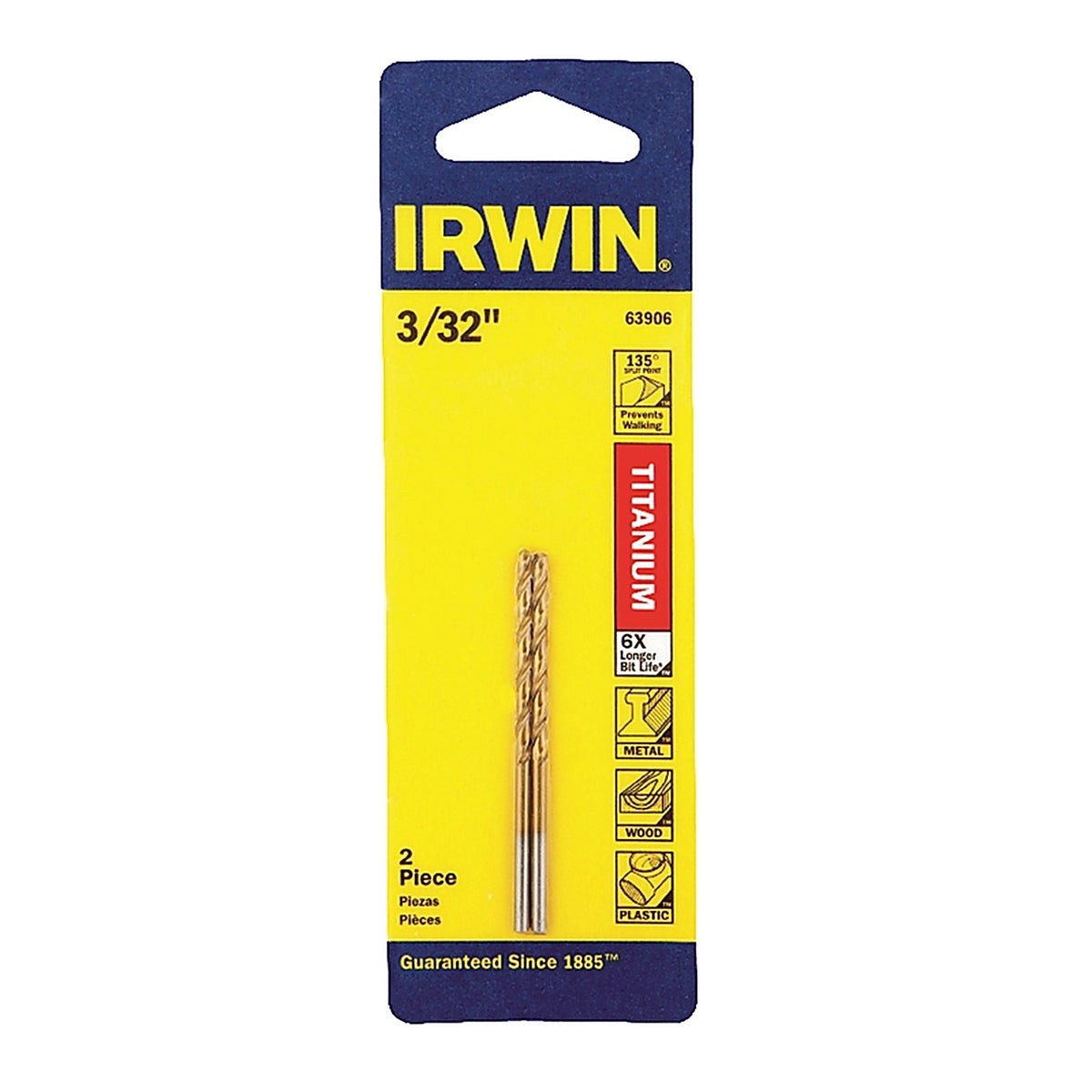 Irwin 63906 3/32 in. x 2-1/4 in. L High Speed Steel Drill Bit 1/pc.