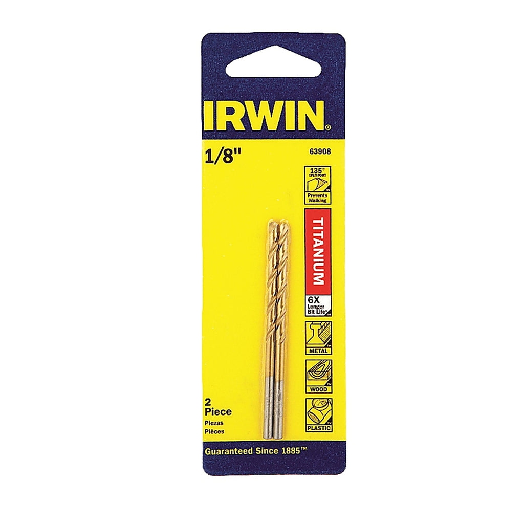 Irwin 63908 1/8 in. x 2-3/4 in. L High Speed Steel Drill Bit Set 2/pc.