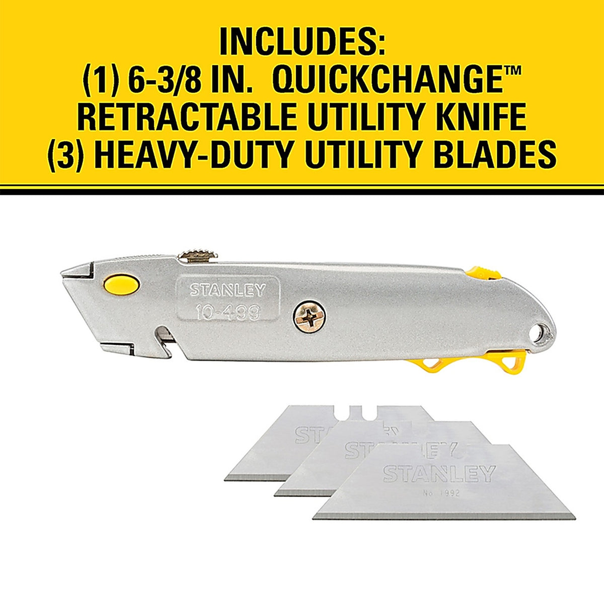 Stanley 10-499 QuickChange 6-3/8 in. Retractable Utility Knife Gray 1/Pack