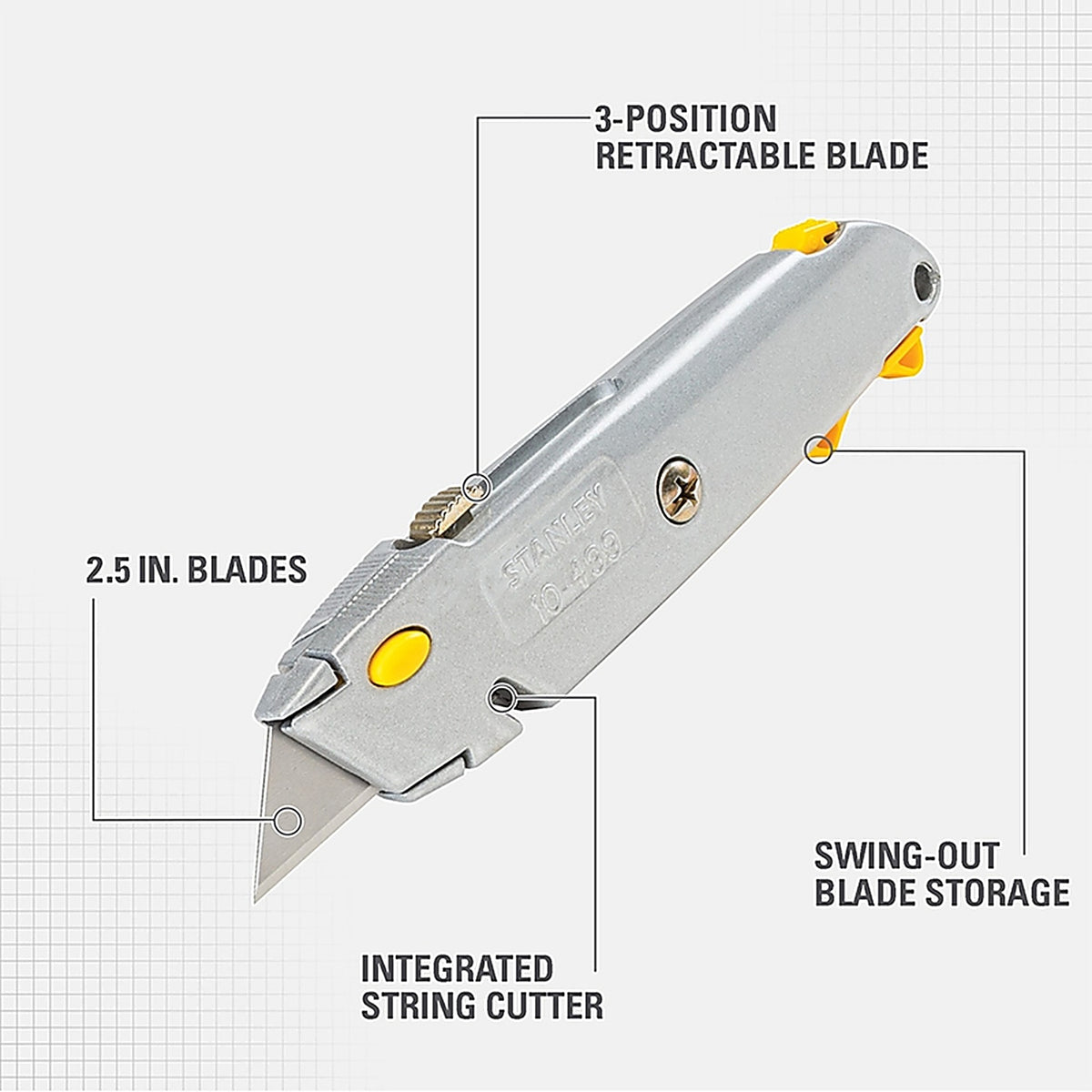 Stanley 10-499 QuickChange 6-3/8 in. Retractable Utility Knife Gray 1/Pack