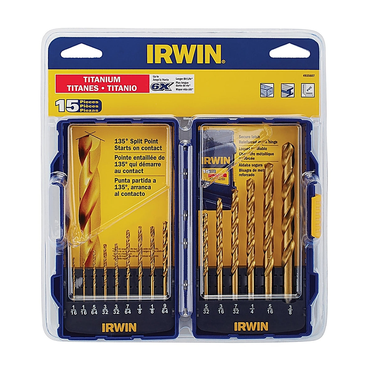 Irwin 4935607 High Speed Steel Drill Bit Set 15/pc.