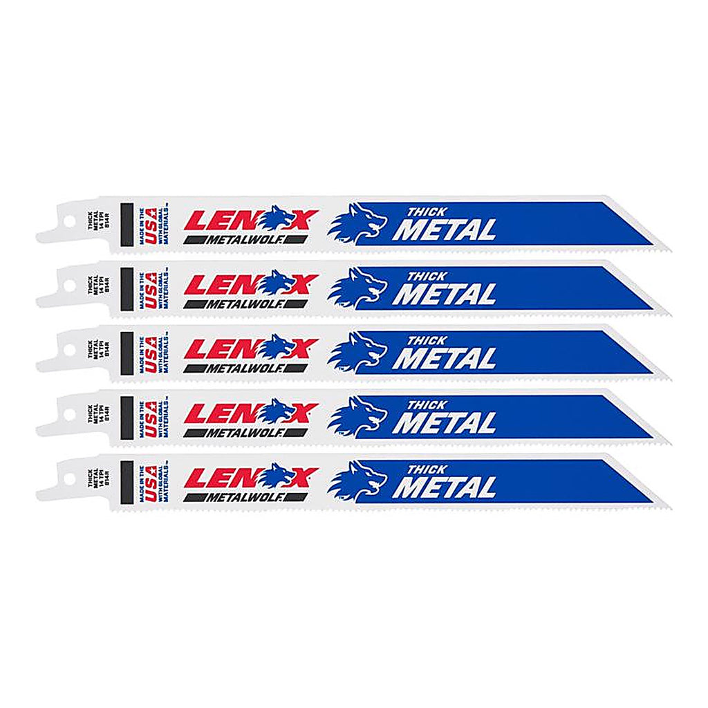 Lenox 21519814R 8 in. Bi-Metal Reciprocating Saw Blade 14 TPI 5/Pack