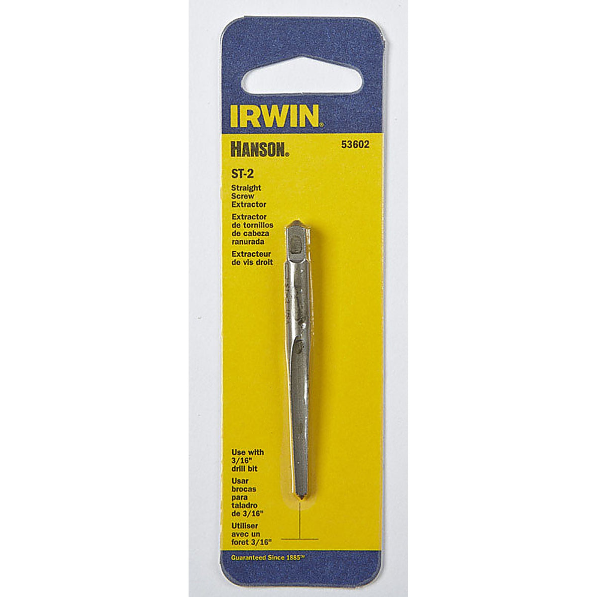 Irwin 53602 Hanson 3/16 in. x 3/16 in. Dia. Carbon Steel Straight Screw Extractor 5.4 in. 1/pc.
