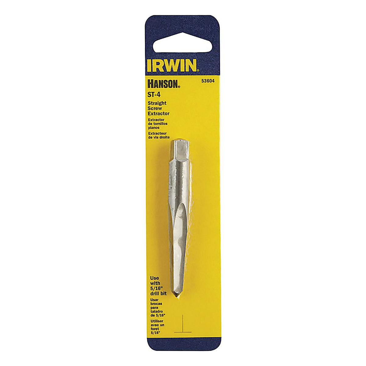 Irwin 53604 Hanson 5/16 in. x 5/16 in. Dia. Carbon Steel Straight Screw Extractor 6 in. 1/pc.