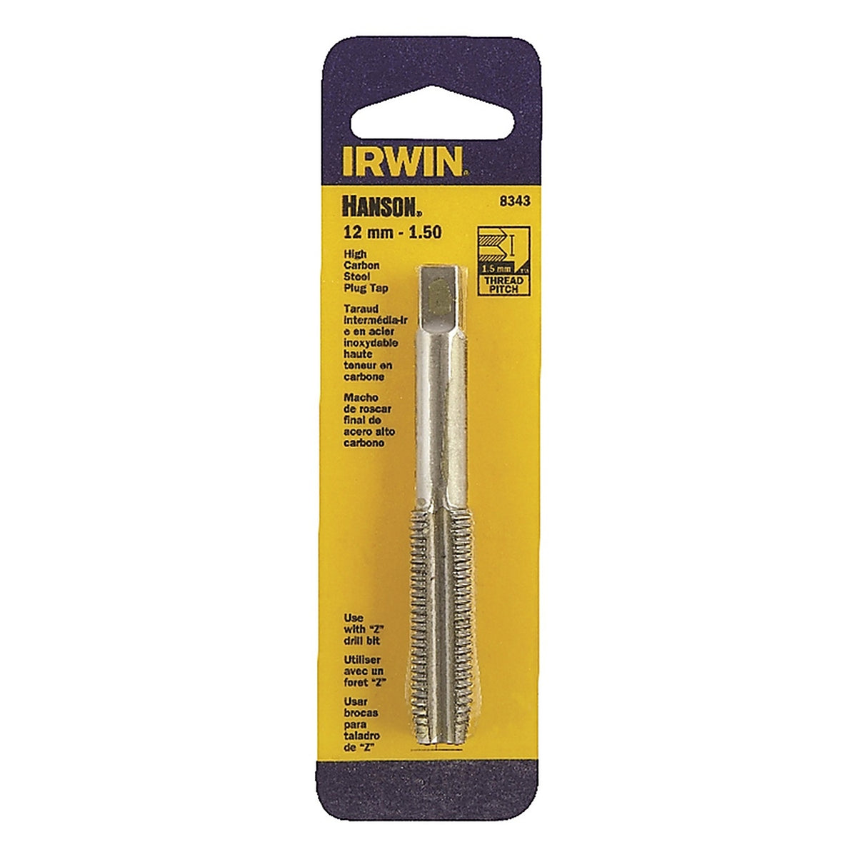 Irwin 8343 Hanson High Carbon Steel Metric Plug Tap 12mm-1.50 1/pc.