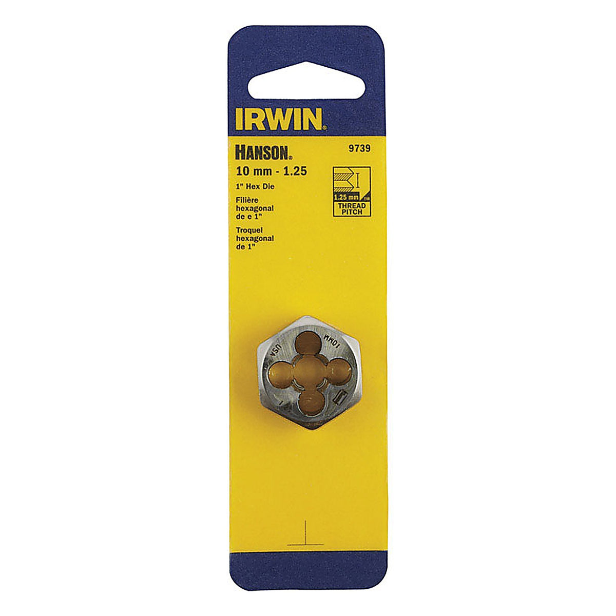 Irwin 9739 Hanson High Carbon Steel Metric Hexagon Die 10mm-1.25 1/pc.