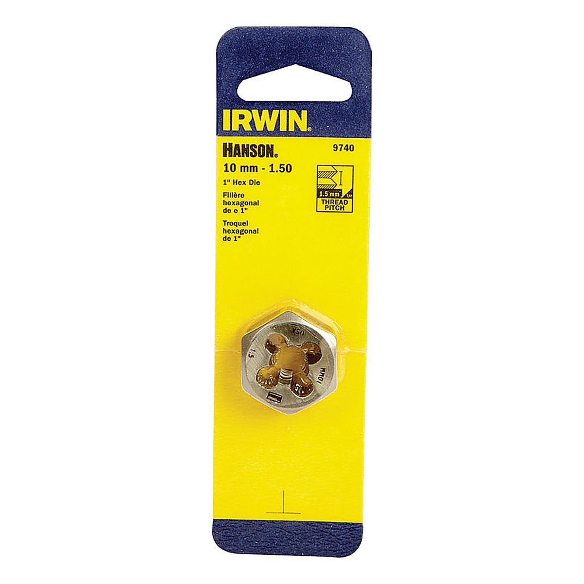 Irwin 9740 Hanson High Carbon Steel Metric Hexagon Die 10mm-1.50 1/pc.
