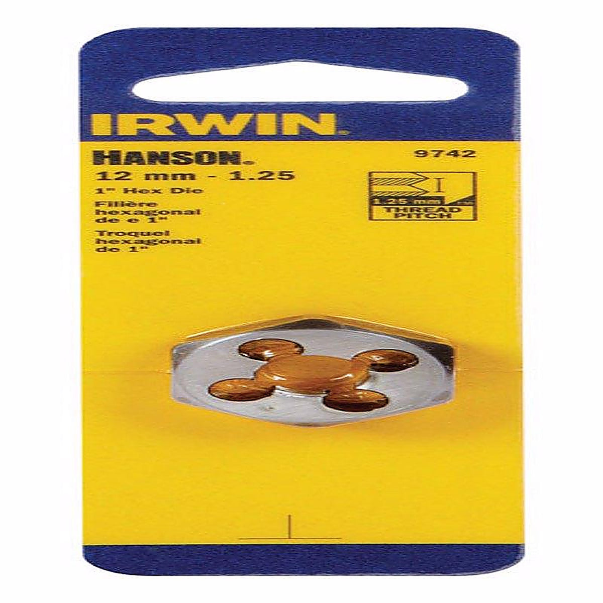Irwin 9742 Hanson High Carbon Steel Metric Hexagon Die 12mm-1.25 1/pc.