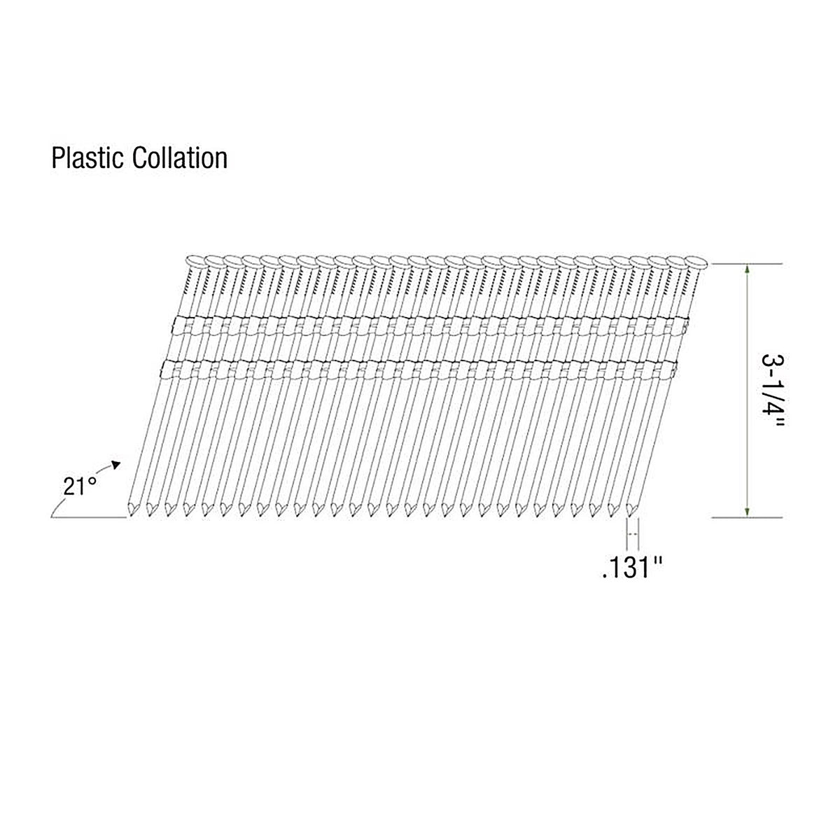 Grip-Rite GR034HG1M 3-1/4 in. 10 Ga. Angled Strip Framing Nails 21 deg. Smooth Shank 1000/Pack