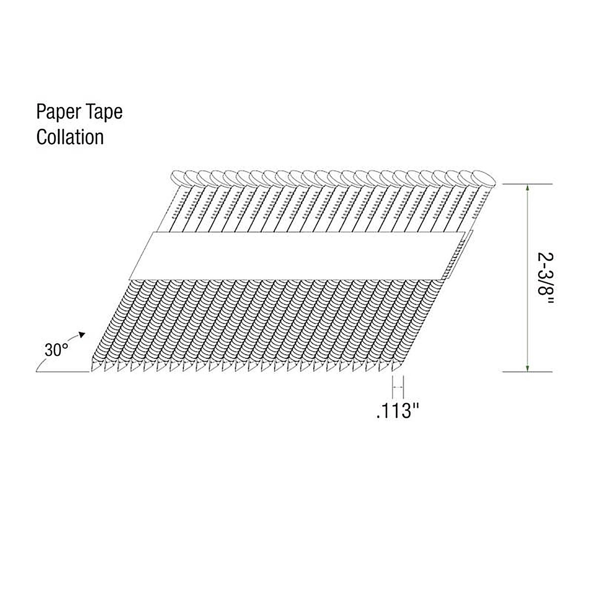 Grip-Rite GRP8RH1 2-3/8 in. 12 Ga. Angled Strip Framing Nails 30 deg. Ring Shank 1000/Pack