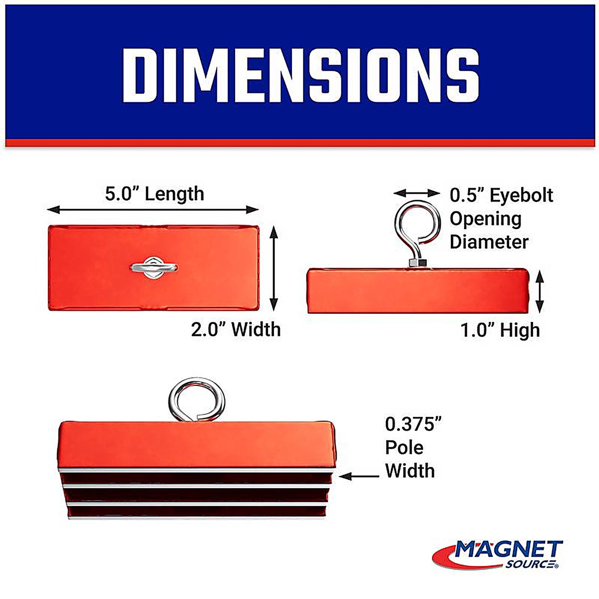 Master Magnetics 7542 5 in. Ceramic Retrieving Magnet 150 lb. pull 3.4 MGOe Red 1/pc.