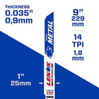 Lenox 24906T9114R Lazer 9 in. Bi-Metal Reciprocating Saw Blade 14 TPI 2/Pack