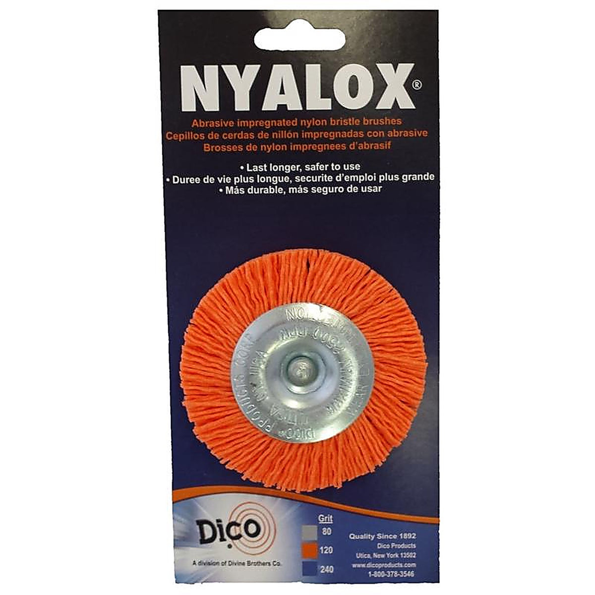 Dico 541-777-3 3 in. Medium Crimped Mandrel Mounted Wheel Brush Nylon 2500 rpm 1/pc.