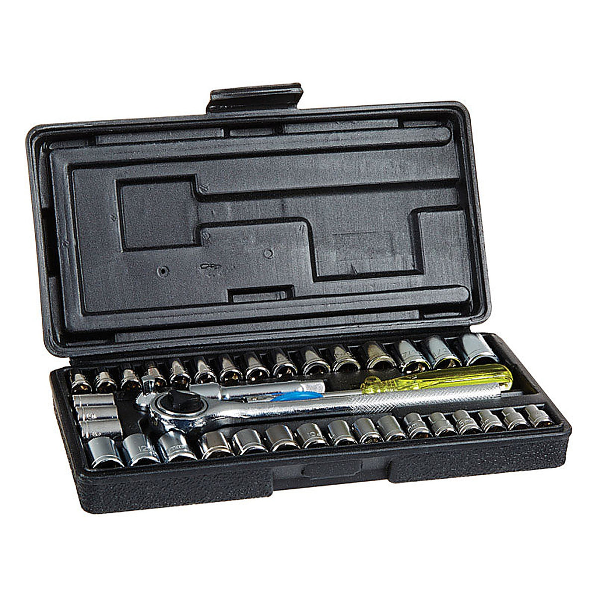 Steel Grip PSO40 1/4 and 3/8 in. drive Metric and SAE Socket and Ratchet Set 40/pc.
