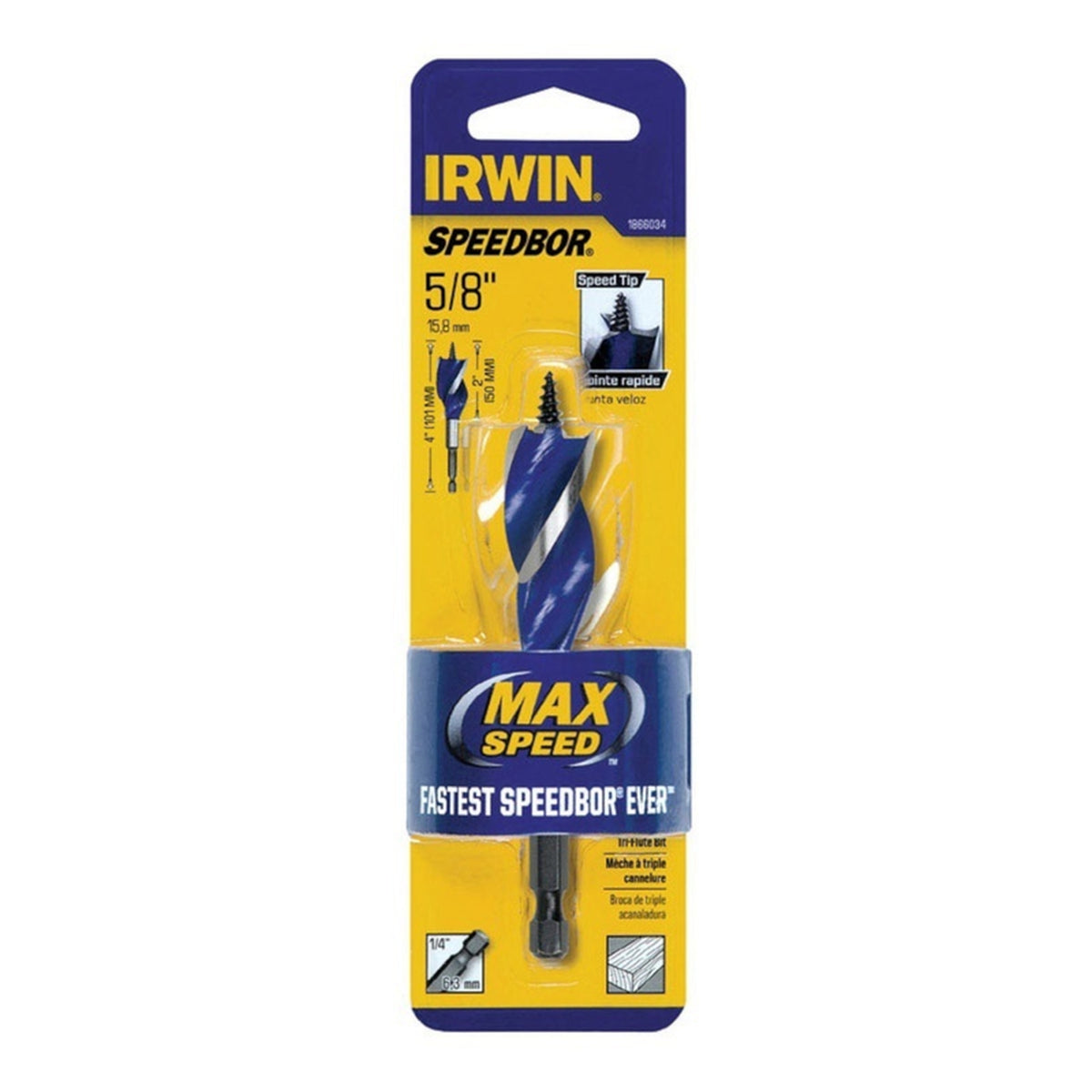 Irwin 1866034 Speedbor 5/8 in. x 4 in. L Carbon Steel Wood Boring Bit 1/pc.