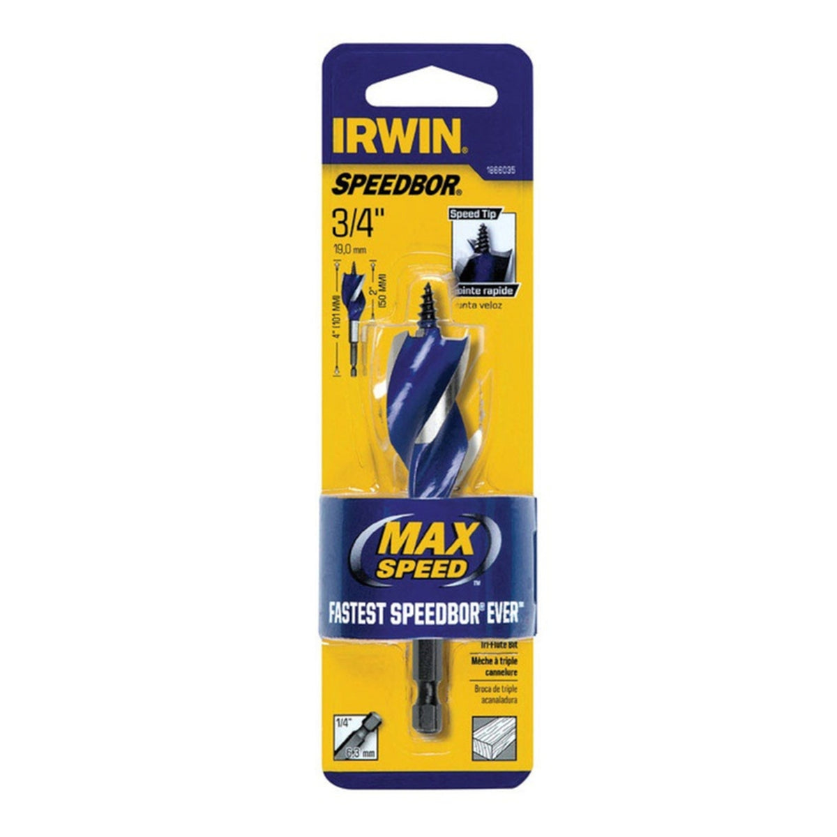 Irwin 1866035 Speedbor 3/4 in. x 4 in. L Carbon Steel Wood Boring Bit 1/pc.