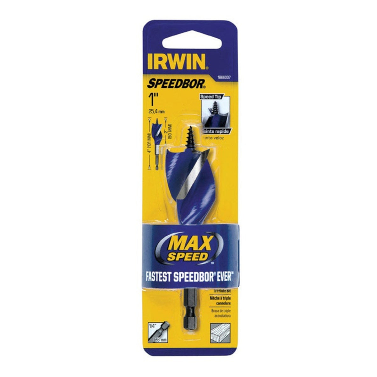 Irwin 1866037 Speedbor 1 in. x 4 in. L Carbon Steel Wood Boring Bit 1/pc.