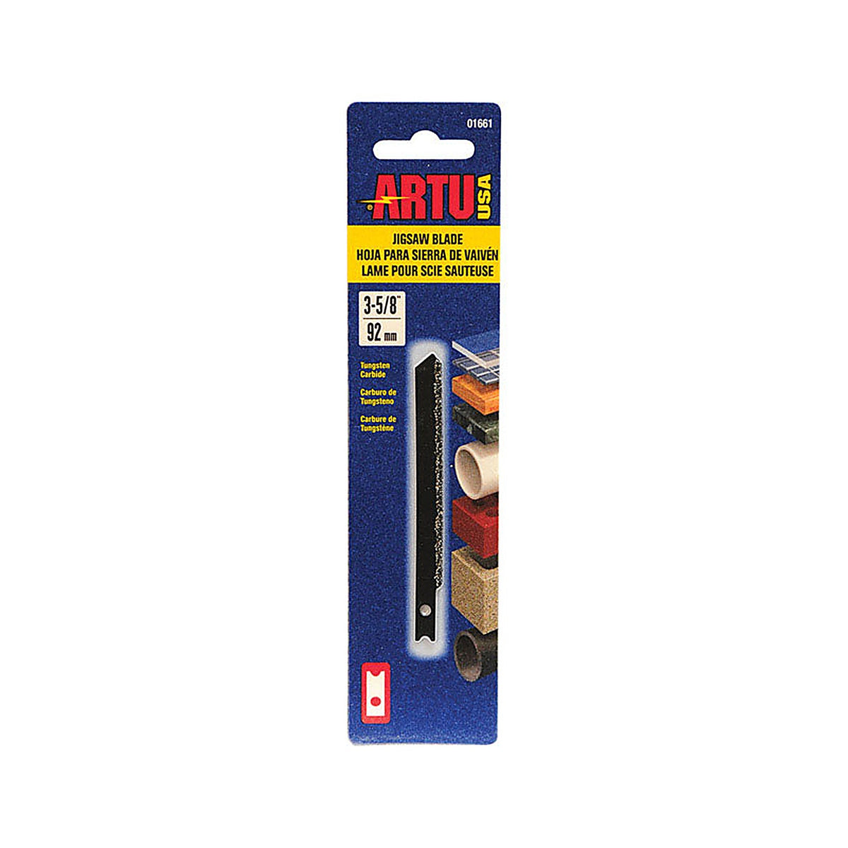 Artu 1661 3-5/8 in. Tungsten Carbide U-Shank Jig Saw Blade Assorted TPI 1/Pack