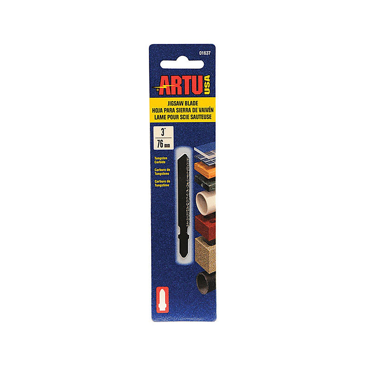Artu 1637 3 in. Tungsten Carbide T-Shank Jig Saw Blade Assorted TPI 1/Pack