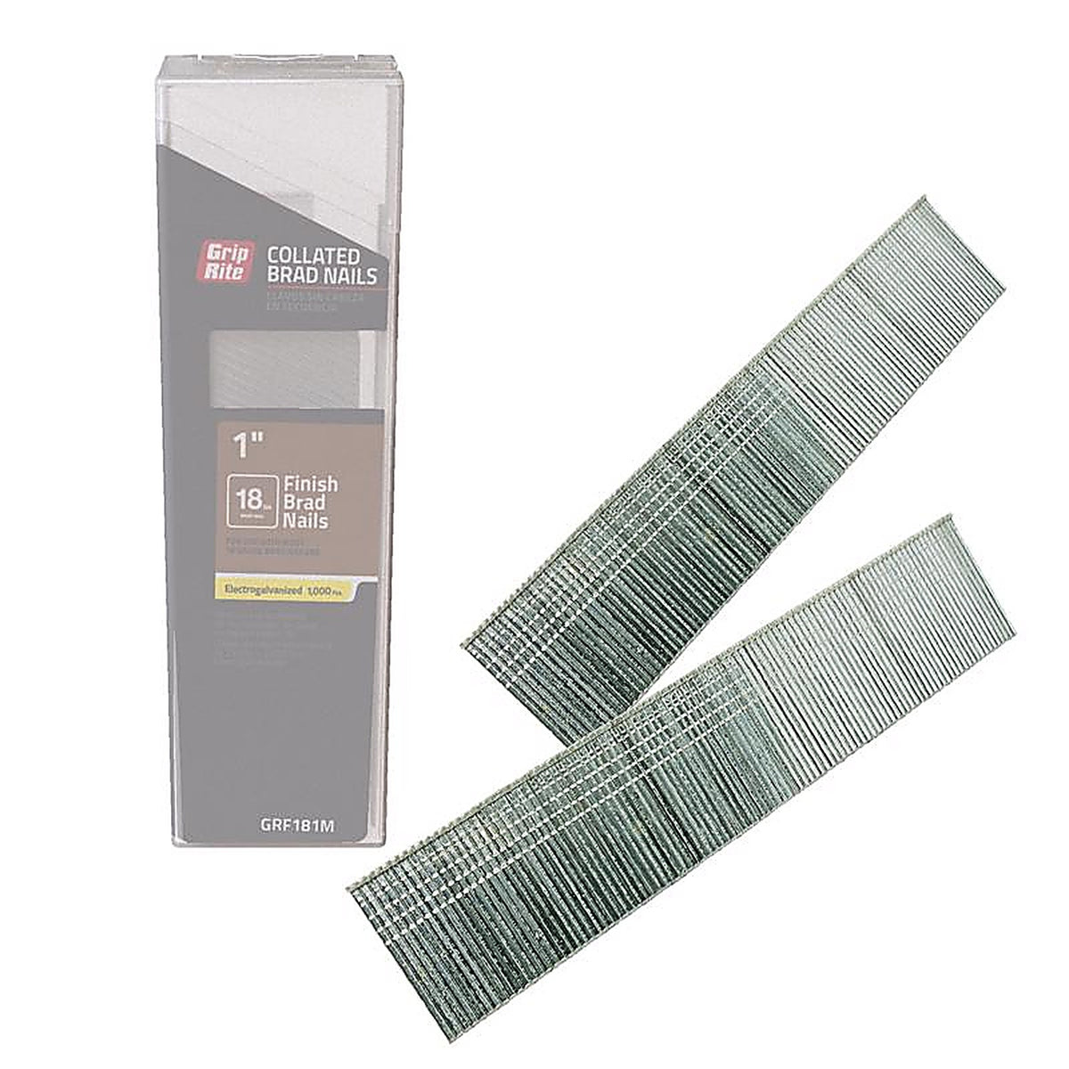 Grip-Rite GRF181M 1 in. 18 Ga. Straight Strip Brad Nails Smooth Shank 1000/Pack