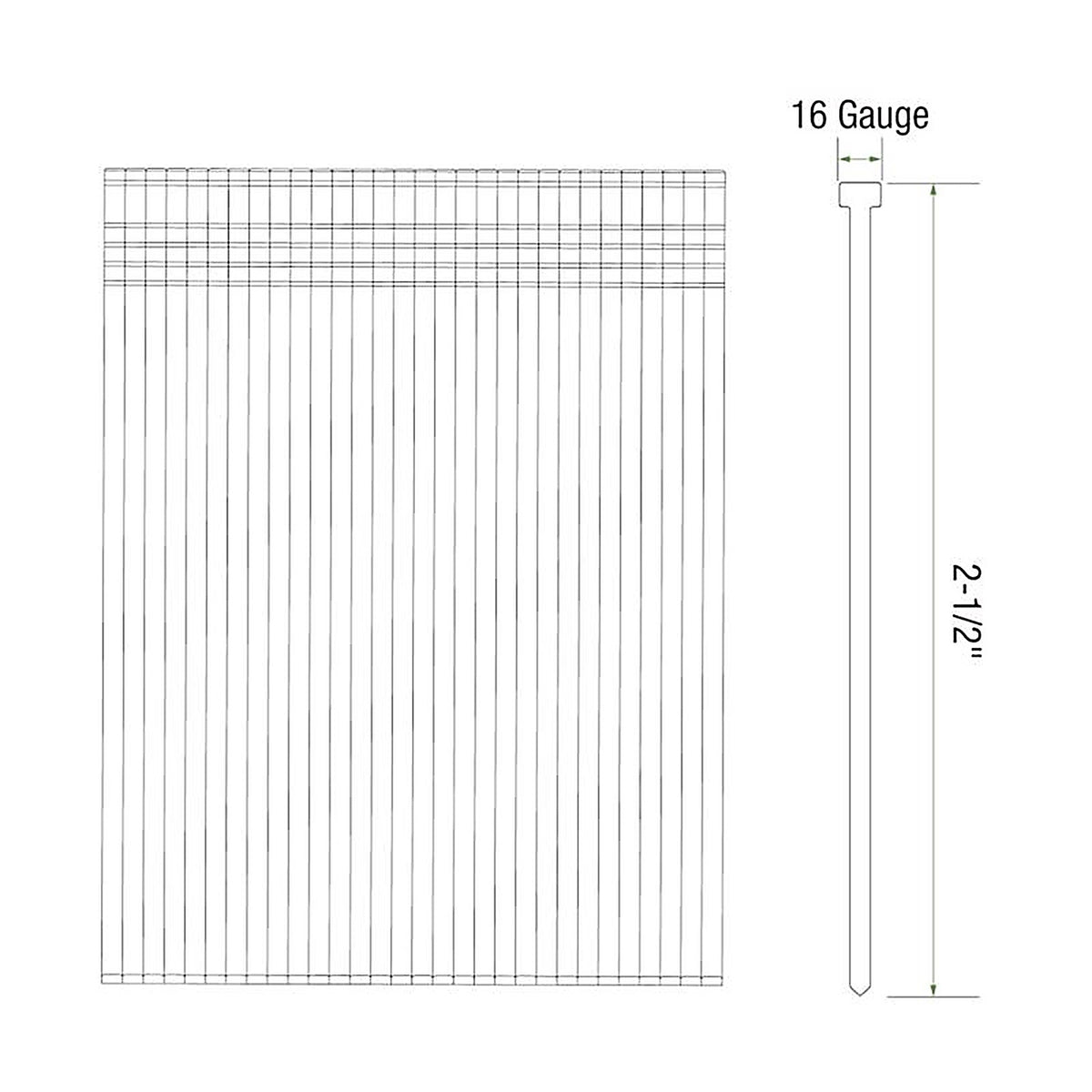 Grip-Rite GRF16212M 2-1/2 in. 16 Ga. Straight Strip Finish Nails Smooth Shank 1000/Pack