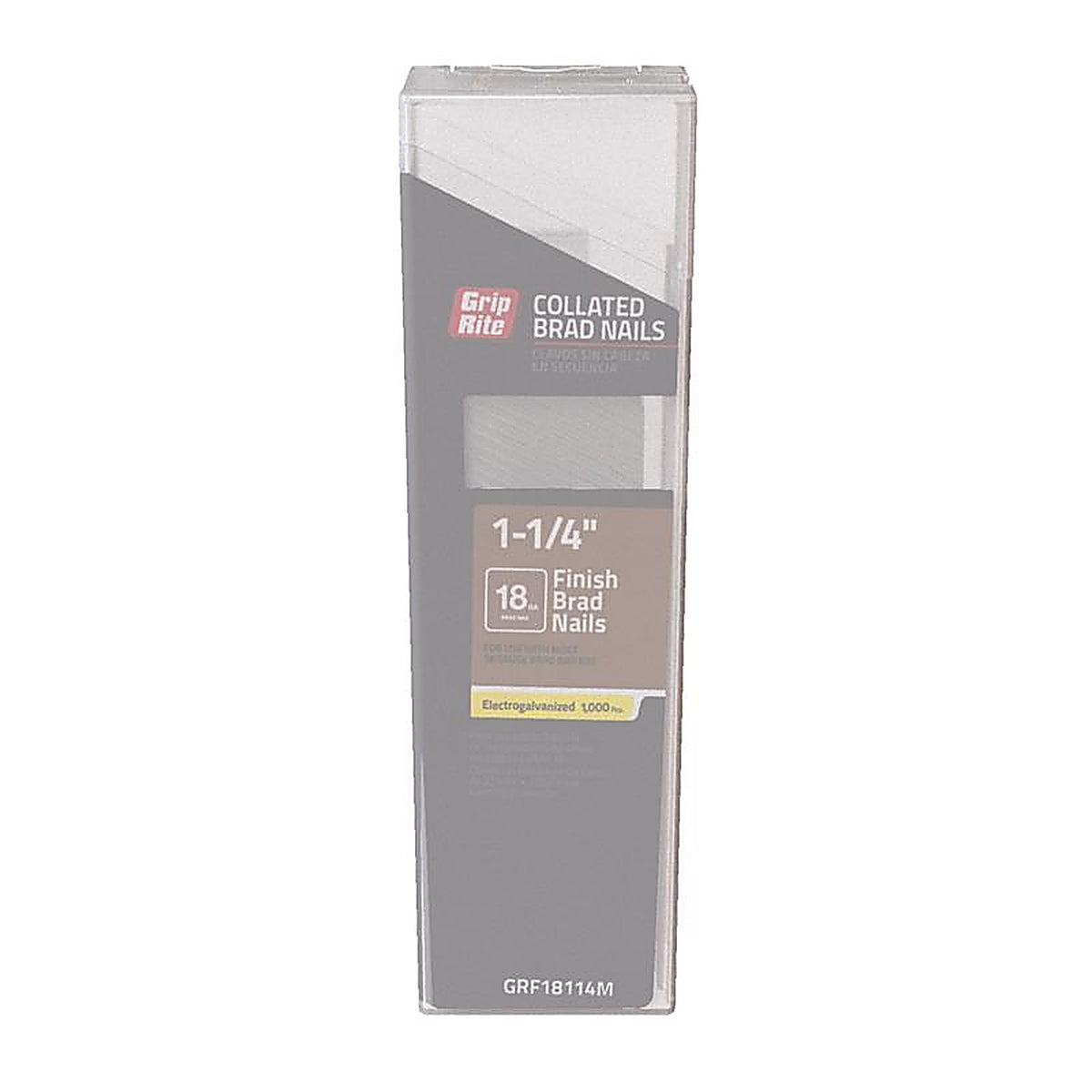 Grip-Rite GRF18114M 1-1/4 in. 18 Ga. Straight Strip Brad Nails Smooth Shank 1000/Pack