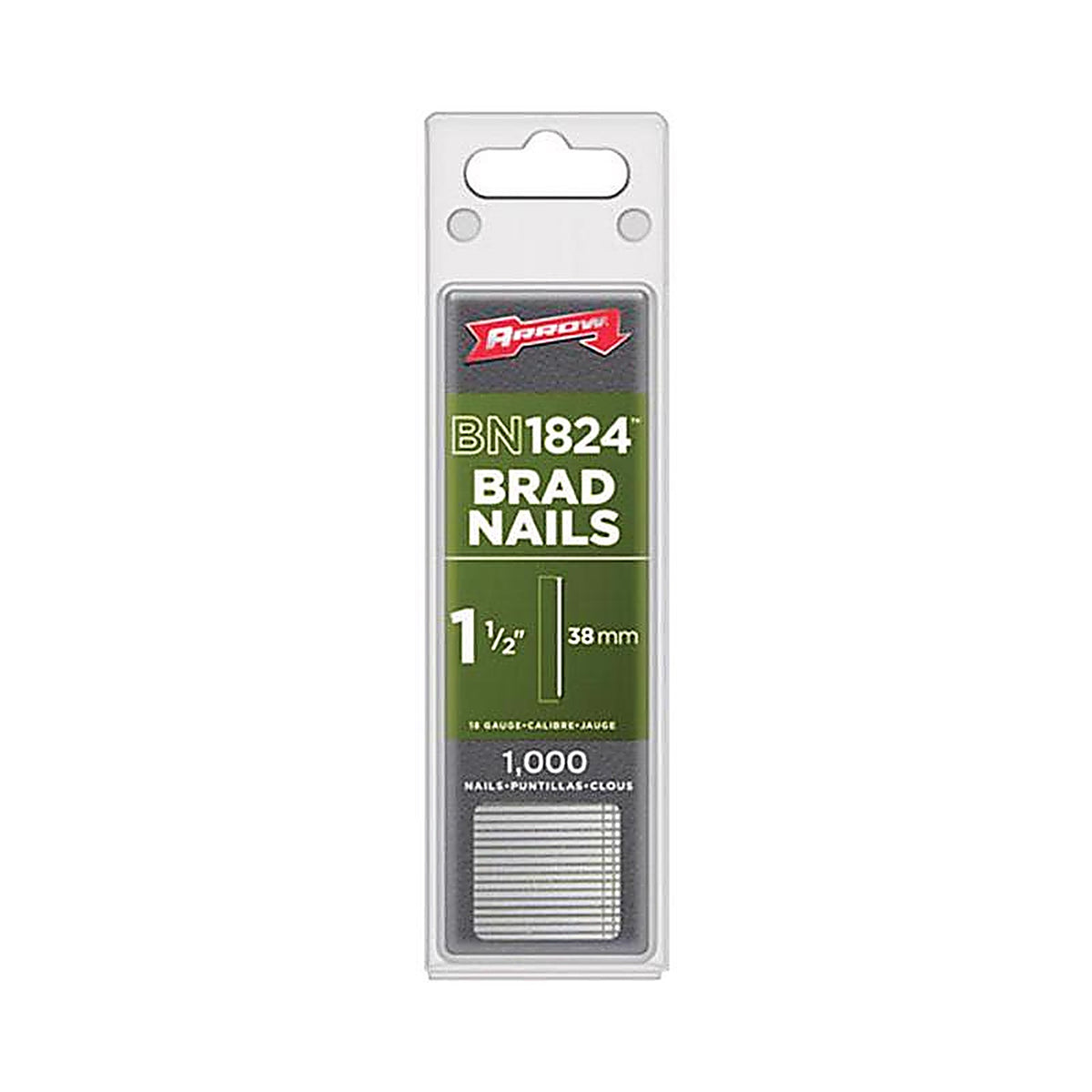 Arrow Fastener BN1824CS 1-1/2 in. 18 Ga. Straight Strip Brad Nails Smooth Shank 1,000/Pack