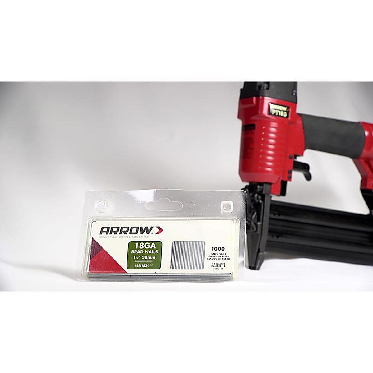 Arrow Fastener BN1824CS 1-1/2 in. 18 Ga. Straight Strip Brad Nails Smooth Shank 1,000/Pack