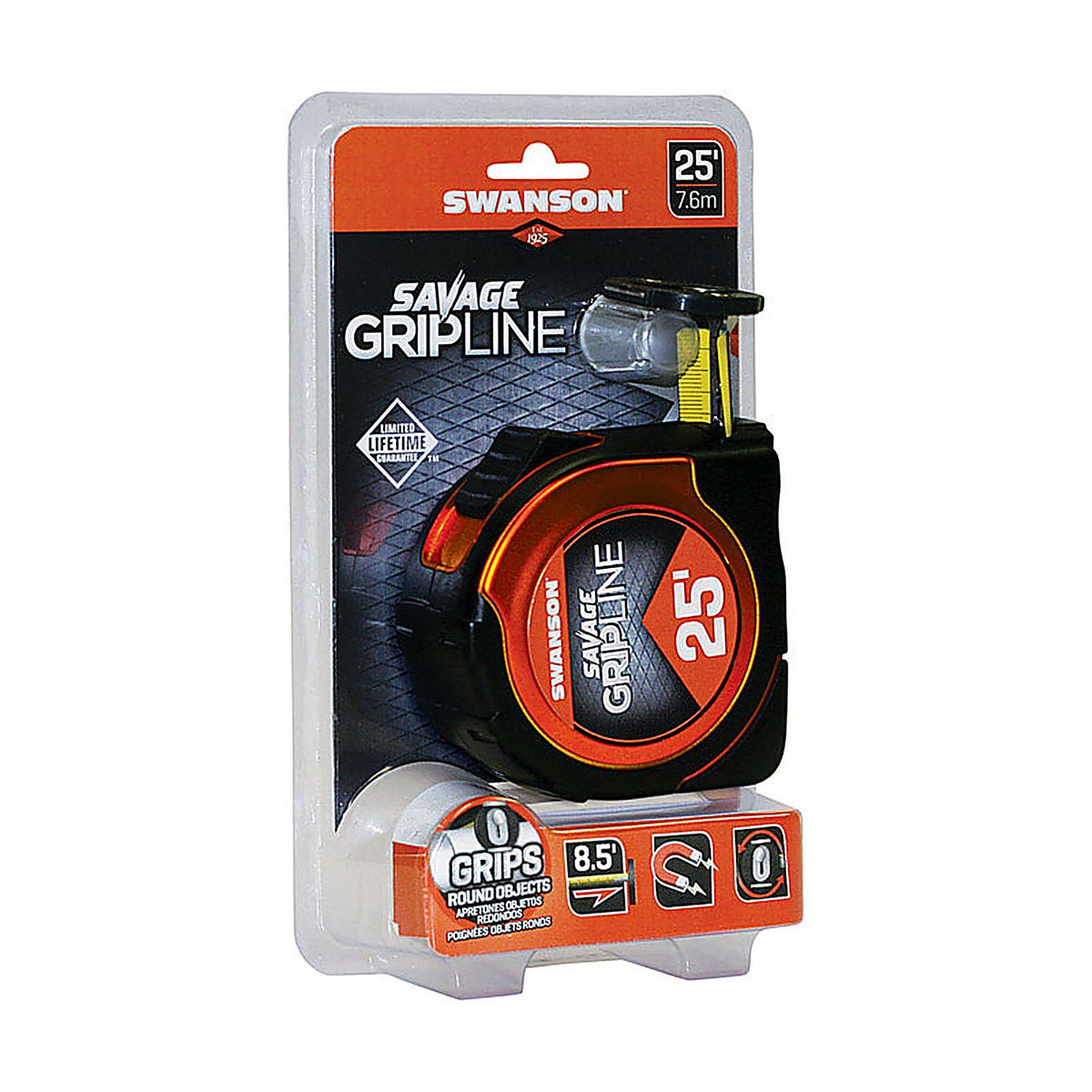 Swanson SVGL25M1 Savage Grip Line 25 ft. L x 1-1/16 in. W Gipline Tape Measure 1/Pack